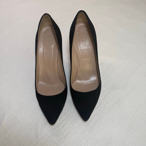J.Crew Black Suede Pointed Toe Pumps • Made in Italy • Size 10 • Classic Heel - Picture 4 of 11